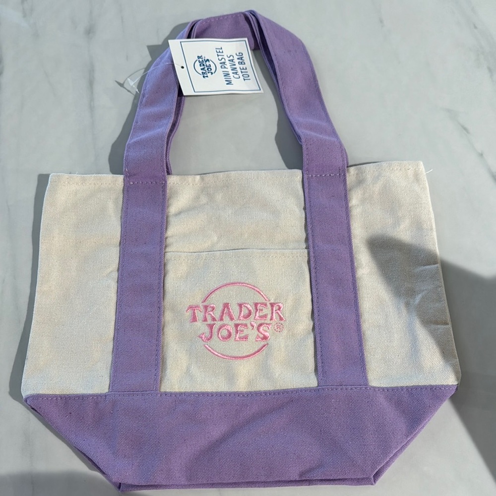 TRADER JOES PASTEL CANVAS MINI TOTE